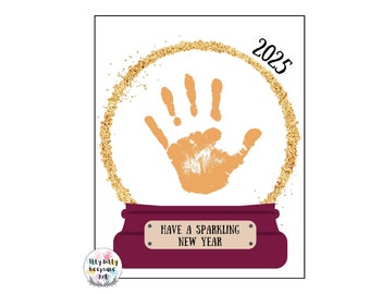 New Year&#39;s Handprint Template / DIY Printable Winter Craft / Preschool Activity / Toddler Crafts / Teacher Art / New Year 2025 Gifts