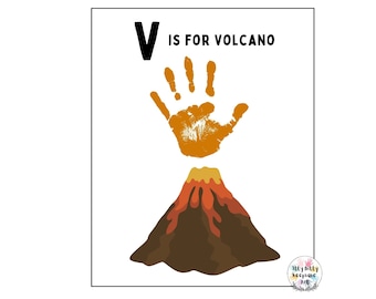 V is for Volcano Handprint Template / Letter V / DIY Handprint Craft / Preschool Activity / Toddler Craft / Teacher Art Print / Homeschool