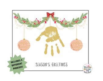 Christmas Garland Handprint Template / Winter Handprint Art / Season's Greetings / Preschool Craft / Toddler Activity / Baby Prints