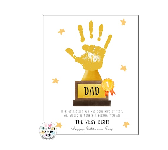 Dad Trophy Handprint Craft Printable Template / #1 Dad / Teacher Resources / Preschool and Toddler Activity / Fathers Day / Birthday Card