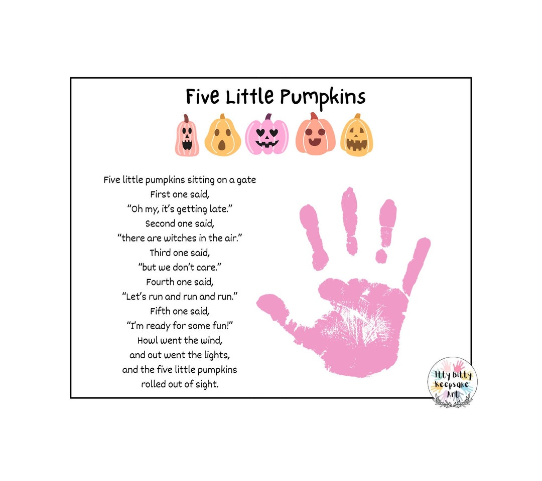 Five Little Pumpkins Handprint Template / DIY Fall Pumpkin Handprint ...