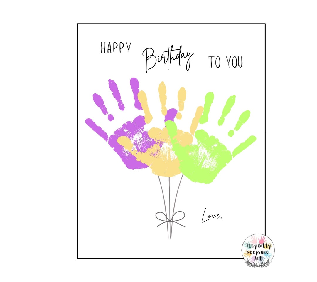 Happy Birthday Handprint Template / Birthday Card / DIY Handprint Art ...
