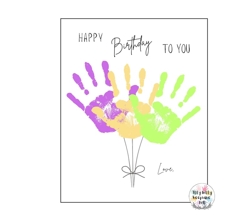 Happy Birthday Handprint Template / Birthday Card / DIY Handprint Art