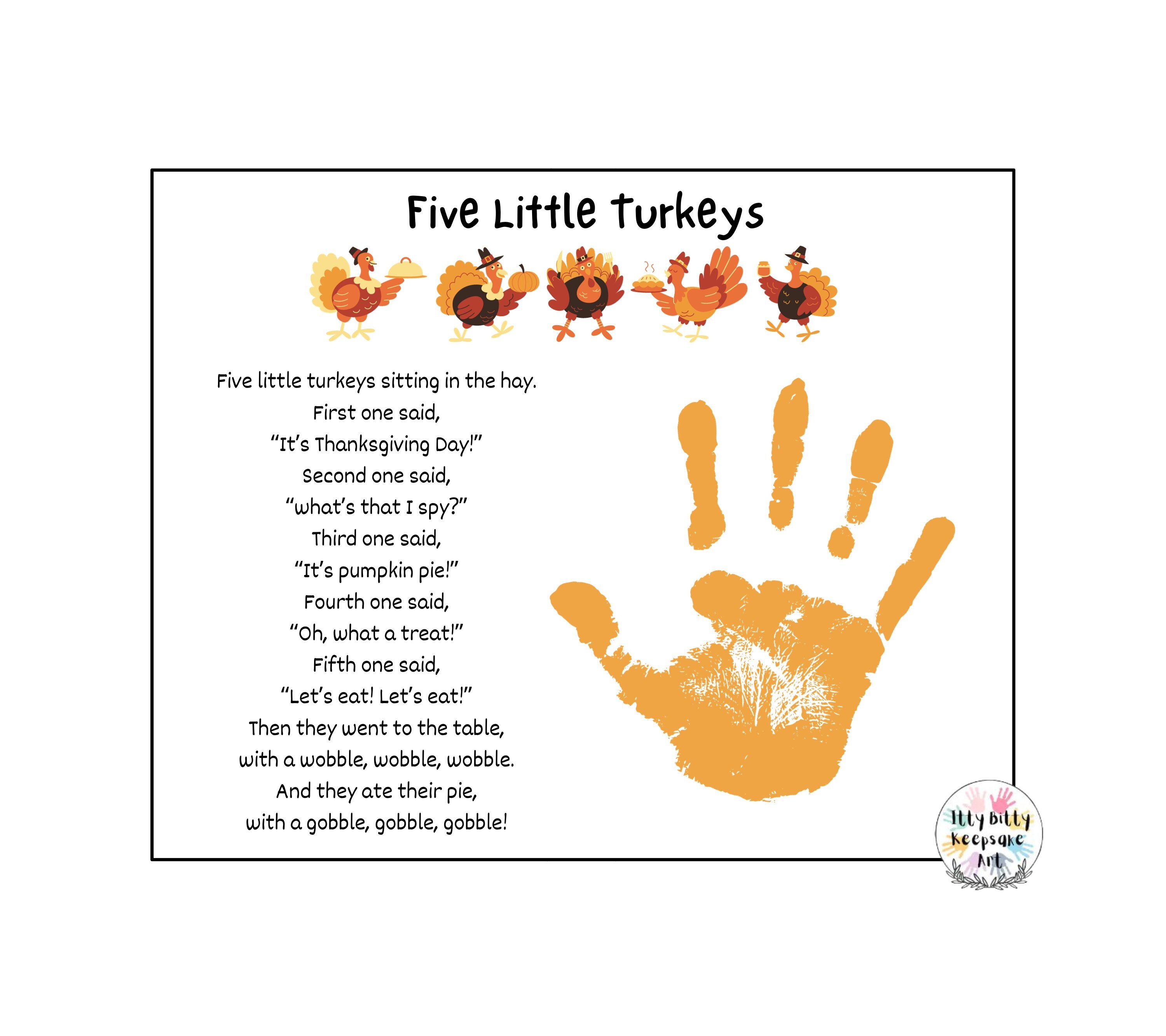 Five Little Turkeys Handprint Template / DIY Fall Turkey Handprint