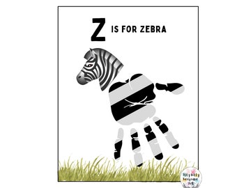 Z is for Zebra Handprint Template / Letter Z / DIY Alphabet Craft / Preschool Activity / Toddler Crafts / Teacher Art Print / Homeschooling