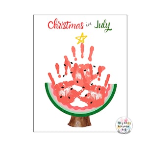 Christmas in July Handprint Watermelon Craft: Printable Template (Digital Download)