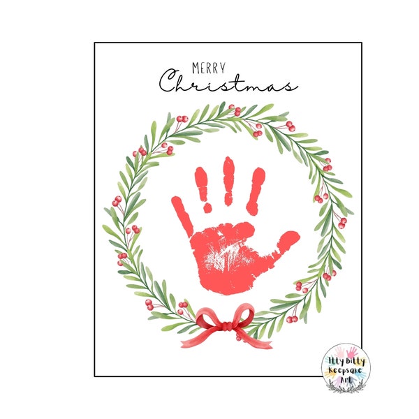 Christmas Wreath Handprint Art / Winter Handprint Craft / Seasonal Preschool Crafts / Kids and Teacher Crafts / My First Christmas / Holiday