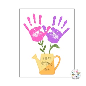 Modelo para impressão de artesanato com impressão manual para o dia das mães / Artesanato de primavera / Recursos para professores / Atividade pré-escolar e infantil / Cartão de dia das mães