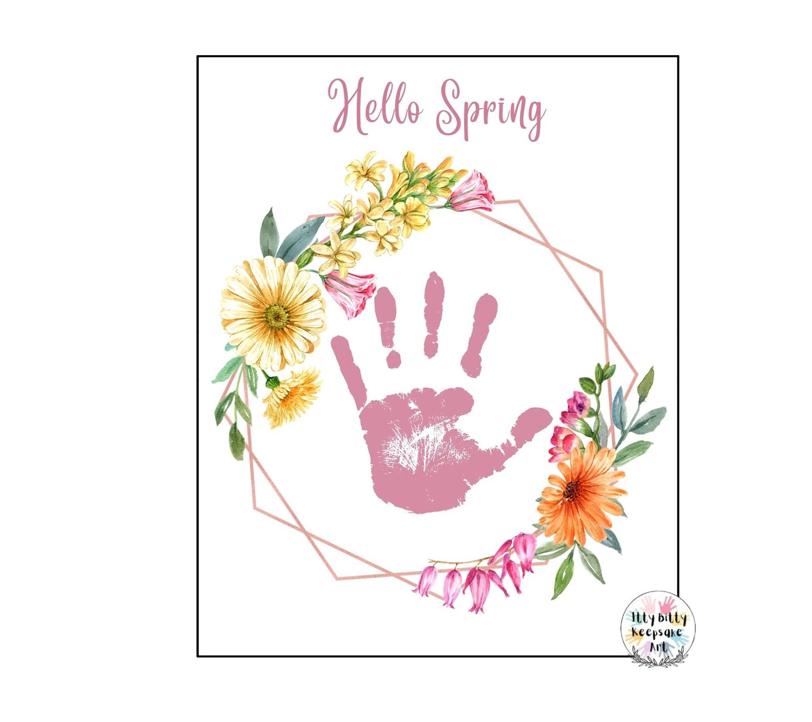 Hello Spring Handprint Wreath Template / DIY Handprint Craft - Etsy