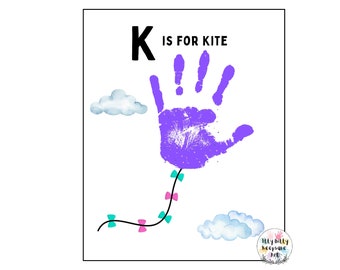 K is for Kite Handprint Template / Letter K / DIY Alphabet Craft / Preschool Activity / Toddler Crafts / Teacher Art Print / Homeschool