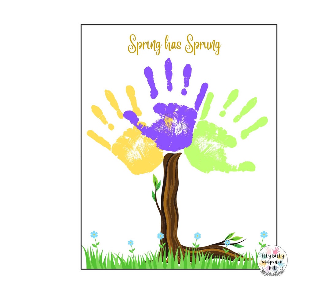 Finerprint Tree Spring Spring Tree Handprint Art: Kid's Craft Printable (digital Download) - Etsy