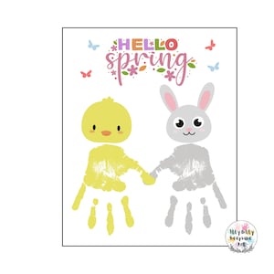 Frühling Handabdruck Basteln / Ostern Handarbeit / Küken Häschen Basteln / Materialien für Lehrer / Vorschul und Kleinkinder / Frühling / Ostern