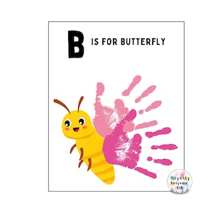 B es para mariposa / Plantilla de huella de mano de letra B / Actividades preescolares / Manualidades para niños pequeños / Recursos para maestros / Educación en el hogar / Mariposa