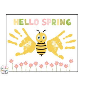 Frühling Handabdruck Handwerk druckbare Vorlage / Bumble Bee Crafts / Ressourcen für Lehrer / Vorschul und Kleinkinder / Frühlingsbasteleien / Biene