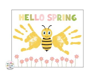 Frühling Handabdruck Handwerk druckbare Vorlage / Bumble Bee Crafts / Ressourcen für Lehrer / Vorschul und Kleinkinder / Frühlingsbasteleien / Biene