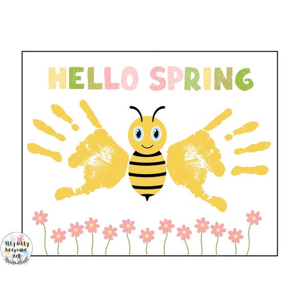 Spring Handprint Craft Printable Template / Bumble Bee Crafts / Teacher Resources / Preschool and Toddler Activity / Spring crafts / Bee