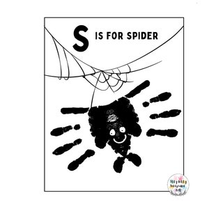 Plantilla de huella de mano con la letra S de araña / Letra S / Manualidad del alfabeto para hacer uno mismo / Actividad preescolar / Manualidad para niños pequeños / Impresión artística para maestros / Educación en el hogar