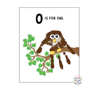 Plantilla de huella de mano O de búho / Letra O / Manualidad del alfabeto para hacer uno mismo / Actividad preescolar / Manualidades para niños pequeños / Impresión artística para maestros / Educación en el hogar
