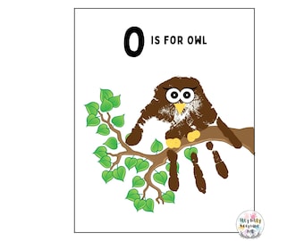 O is for Owl Handprint Template / Letter O / DIY Alphabet Craft / Preschool Activity / Toddler Crafts / Teacher Art Print / Homeschooling