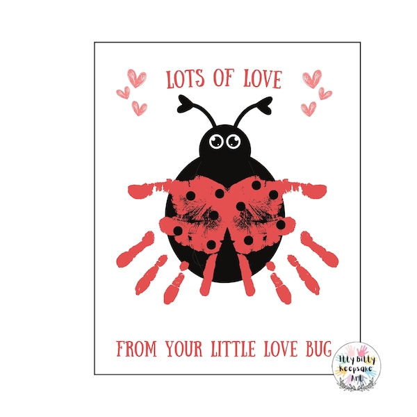 Valentines Day Love Bug Handprint Craft / I love you / Seasonal Preschool Crafts / Toddler Activity / Teacher Resources / DIY Card / Gifts