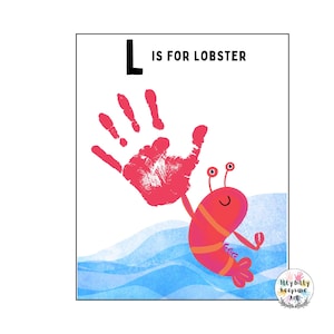 L é para modelo de impressão manual de lagosta/letra L/artesanato do alfabeto DIY/atividade pré-escolar/artesanato para crianças/impressão de arte do professor/ensino em casa