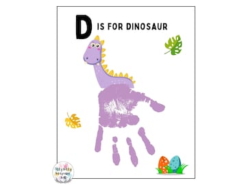 D is for Dinosaur Handprint Template / Letter D / DIY Alphabet Craft / Preschool Activity / Toddler Crafts / Teacher Templates / Gifts