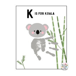 K é para modelo de impressão manual de coala/letra K/artesanato de impressão manual do alfabeto DIY/atividade pré-escolar/artesanato para crianças/arte do professor/ensino em casa