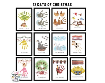 12 Days of Christmas Handprint Template / Winter Kids Crafts / Christmas Handprint Art / Toddler Activity / Preschool Artwork / Teacher Art