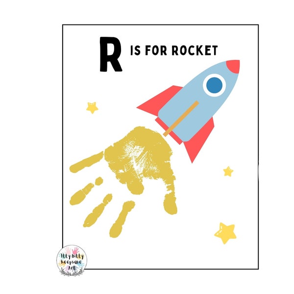R is for Rocket Handprint Template / Letter R / DIY Alphabet Craft / Preschool Activity / Toddler Craft / Teacher Art Print / Homeschool