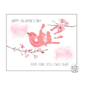 Artisanat d’art d’empreinte de main d’oiseau de la Saint-Valentin / Artisanat amoureux / Cadeau de carte de Saint-Valentin DIY / Activité préscolaire pour les tout-petits / Ressources pour les enseignants