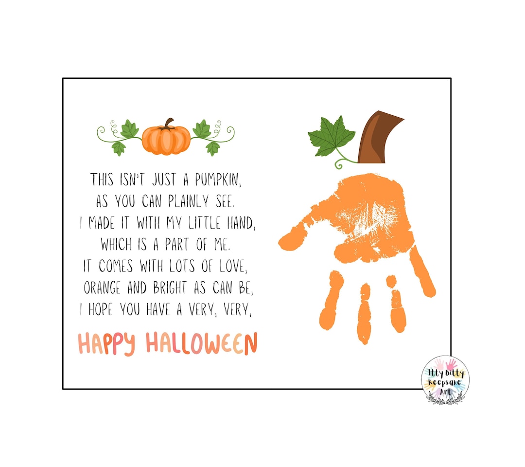 Pumpkin Poem Handprint Art: Fall Halloween Keepsake (digital Download ...