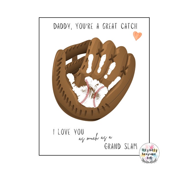 Baseball Daddy's A Great Catch Handprint Template / Fathers Day / Birthday Craft / Toddler Activity / Preschool Artwork / Fathers Day Card