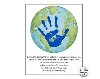 Earth Day Handprint Craft / Earth Day Craft / Seasonal Preschool Crafts / Toddler Activity / Teacher Resources / Earth Day Poem / Spring