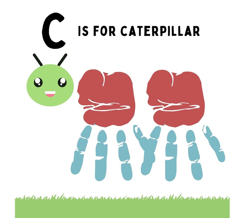 C is for Caterpillar Handprint Template / Letter C / DIY Etsy