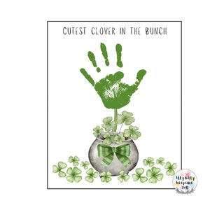 Artisanat d'empreintes de main pour la Saint-Patrick / art de trèfle / artisanat de mars / art pour tout-petits / oeuvre d'art préscolaire / artisanat imprimable / printemps / ressource pour enseignant