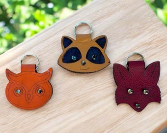 Woodland Animal Keychain SVG Bundle | Fox Raccoon Owl Designs | Craft Fair Product | Backpack Charm Pattern