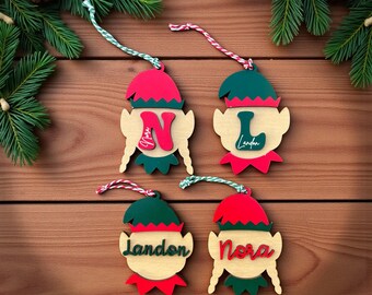 Christmas Elf Ornament SVG | Personalized Name Ornament Laser File
