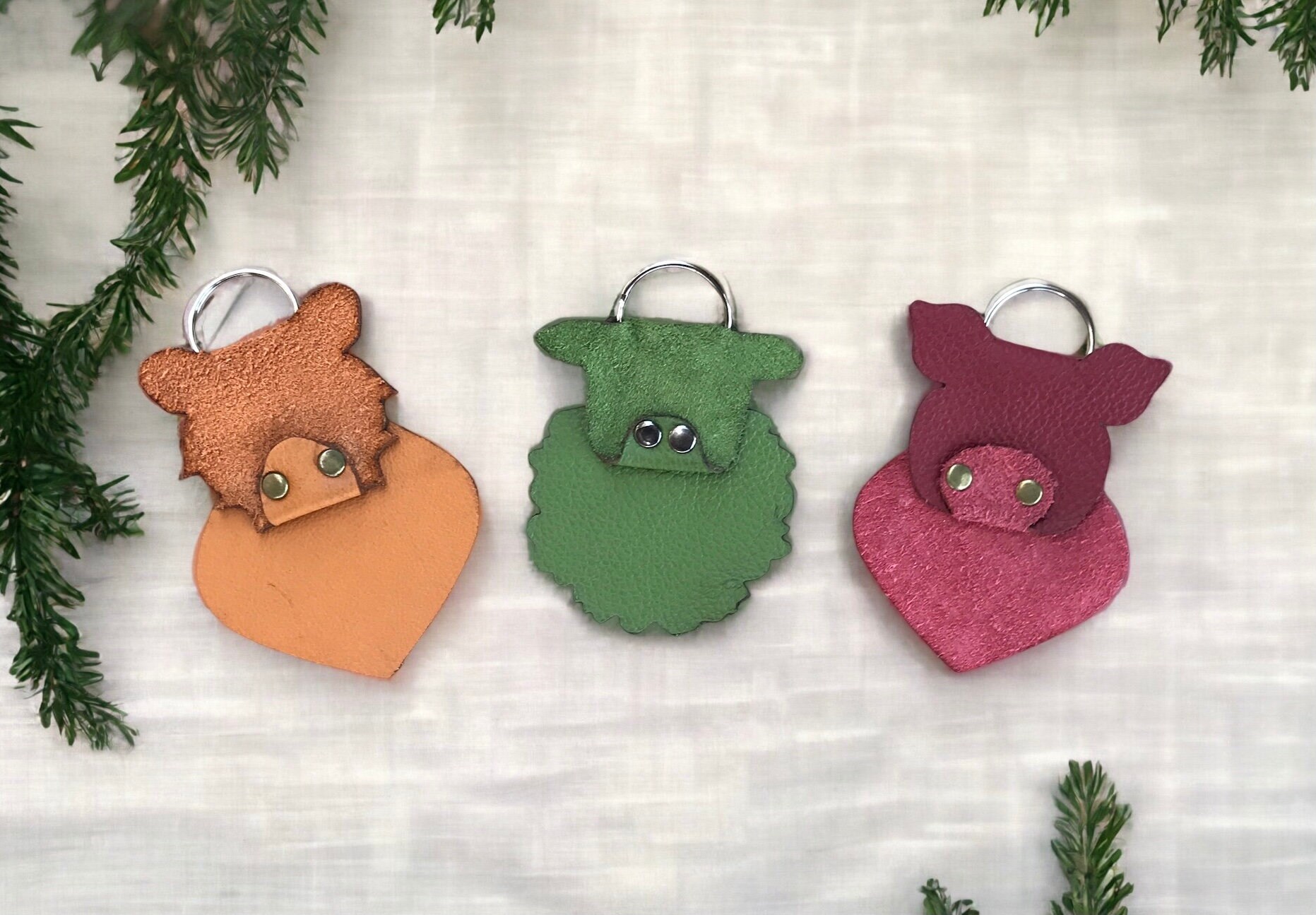 Animal Key Rings Vector Leather Animal Key Ring SVG: Bear, Pig, Sheep Charm (digital File) - Etsy