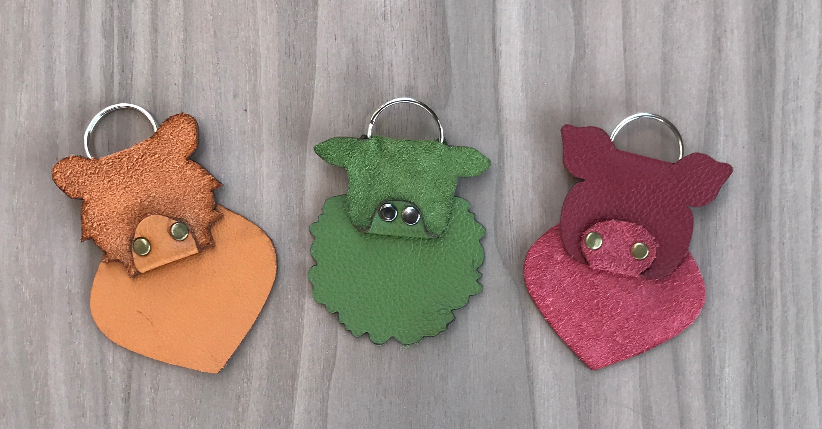 Animal Key Rings Vector Leather Animal Key Ring SVG: Bear, Pig, Sheep Charm (digital File) - Etsy
