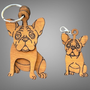 Llavero de piel sintética SVG / Llavero de perro SVG / Plantilla de llavero de piel / Etiqueta de mochila / Accesorio para bulldog francés