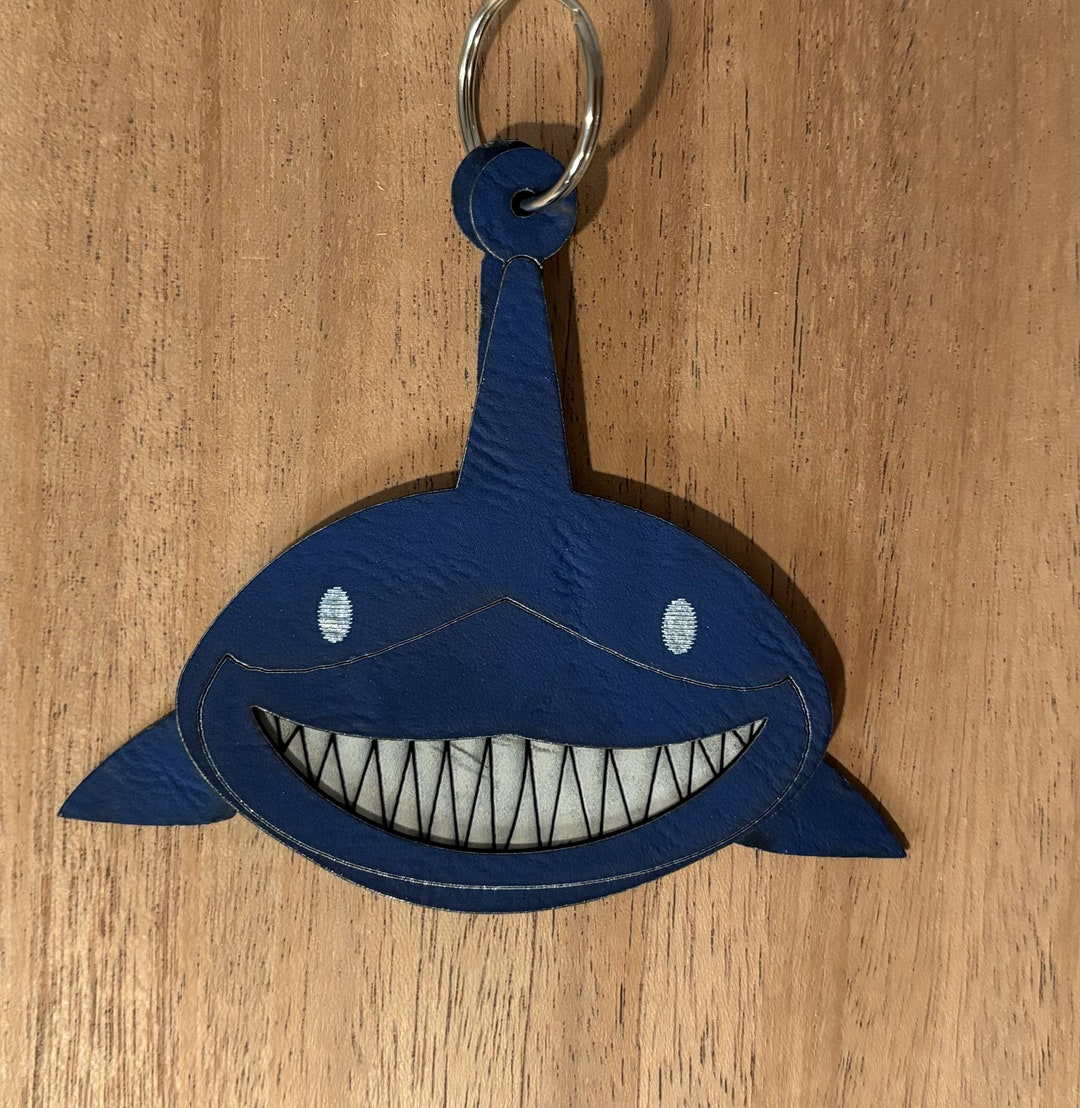 Key Ring File Shark Keychain SVG: Leather Key Ring File, Backpack Charm (digital ...