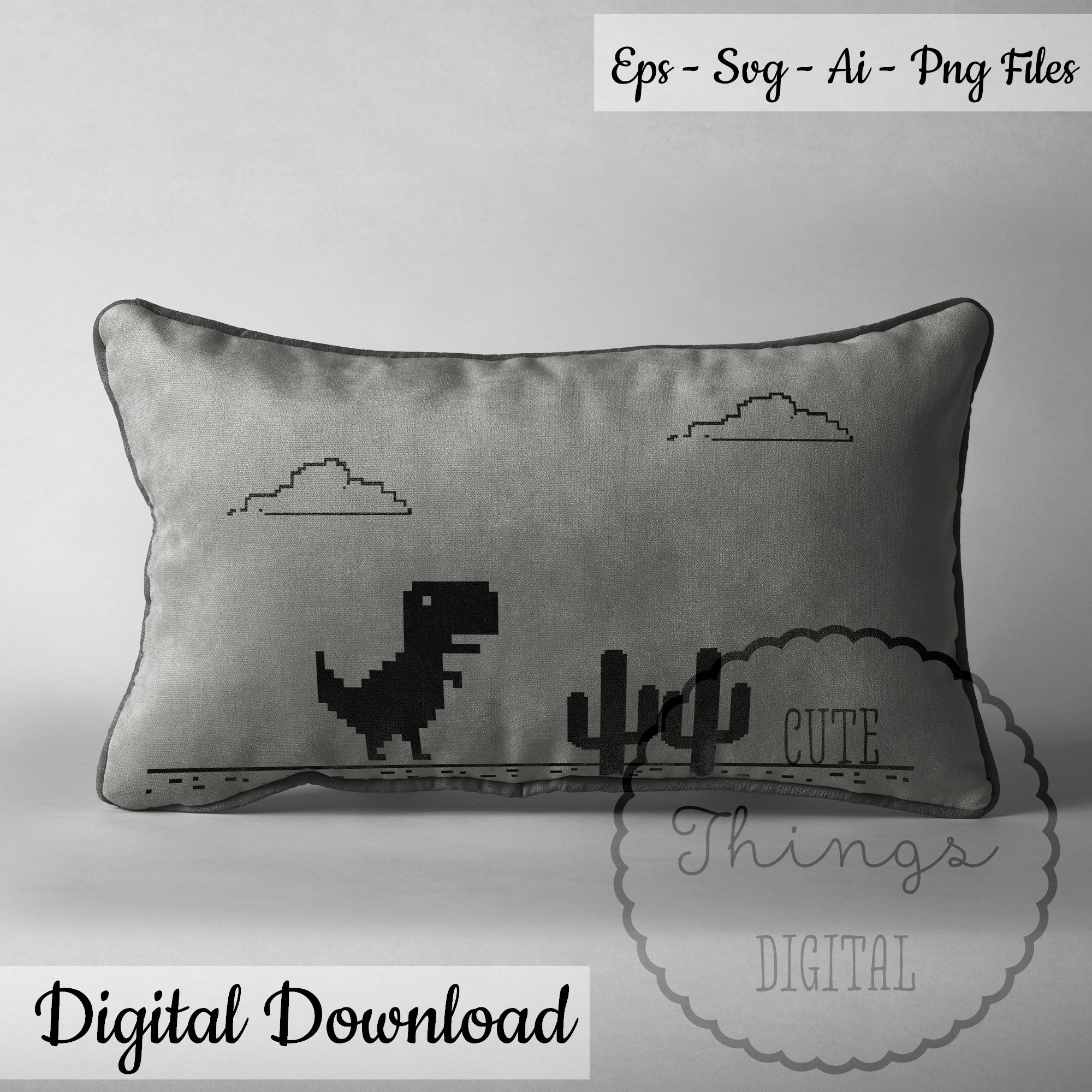 Google Chrome Dinosaur T-rex Game Cut file Svg File for | Etsy