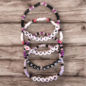 Disney Villans bracelets, Cruella, Maleficent, Evil Queen, Ursula, and many more available characters bracelets available, Disney bracelets