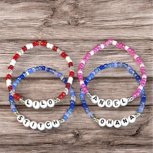 Disney inspired Lilo and Stitch stretch bracelets, Angel bracelet, Ohana bracelet, Disney Friendship Bracelets, Assorted colors Available