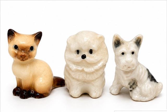 ⭐️陶器　レトロ　アンティーク　ミニュチュア　置物　動物　まとめ売り Miniature Vintage Japan Animals - Etsy