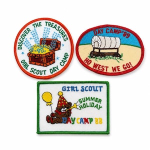 Vintage 1980s Girl Scout Day Camp Patches Lot | Discover the Treasures | Ho West We Go | Summer Holiday Day Camp 88/89