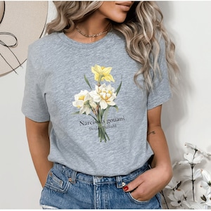 Narcissus gouani Shirt Daffodil Shirt Flower Art Shirt Botanical Art Shirt Nature lover Whimsical style Hand-drawn Botanical illustrations T