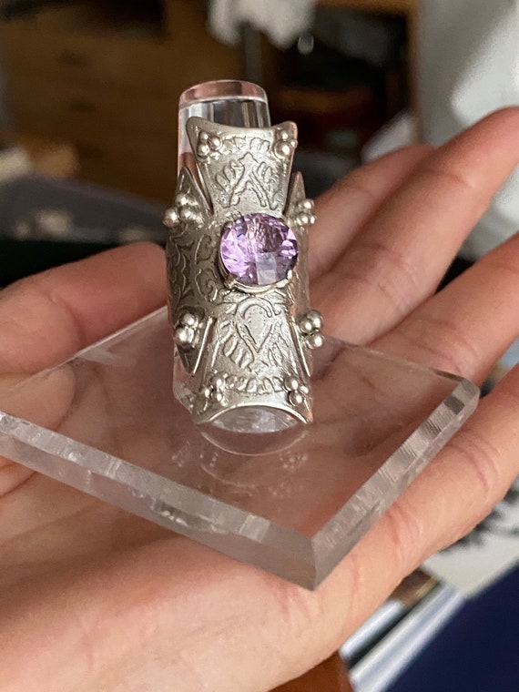 Amethyst gemstone ring handmade silver ring boho style ring gift for her statement jewelry trendy ring boho bold jewelry birthstone february