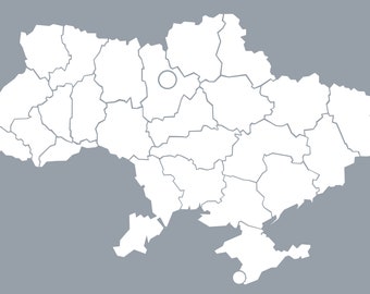 Vector editable contour map of Ukraine with all regions, ukrainian map for EPS illustration full districts Kyiv