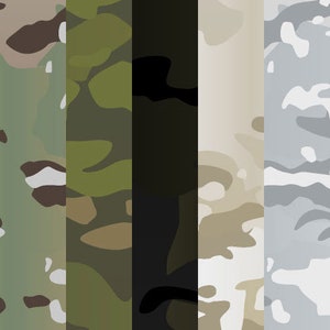 OCP 5 in 1 full set of original vector camouflage patterns. printing, scorpion, army, uniform, texture, military camo, MTP, woodland, forest